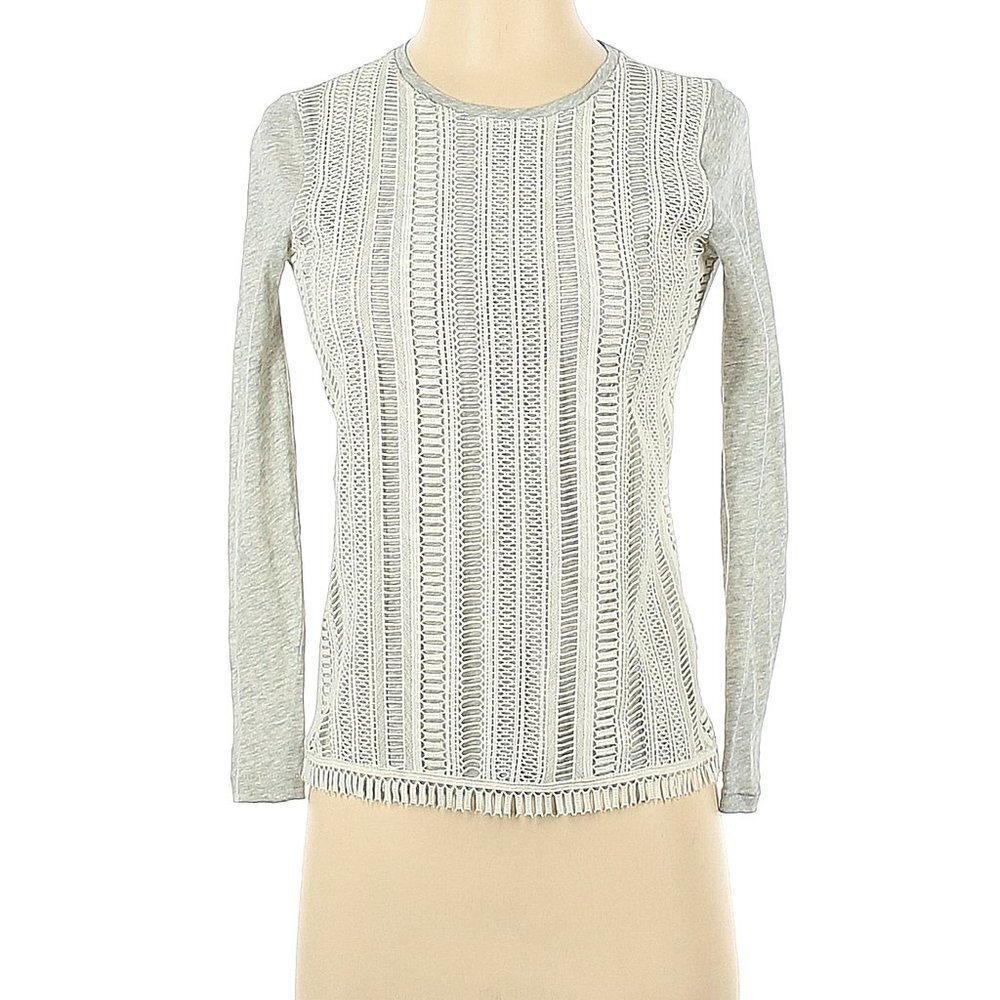 ⭐3/$30 J. Crew Marled Gray & White Embroidery Top